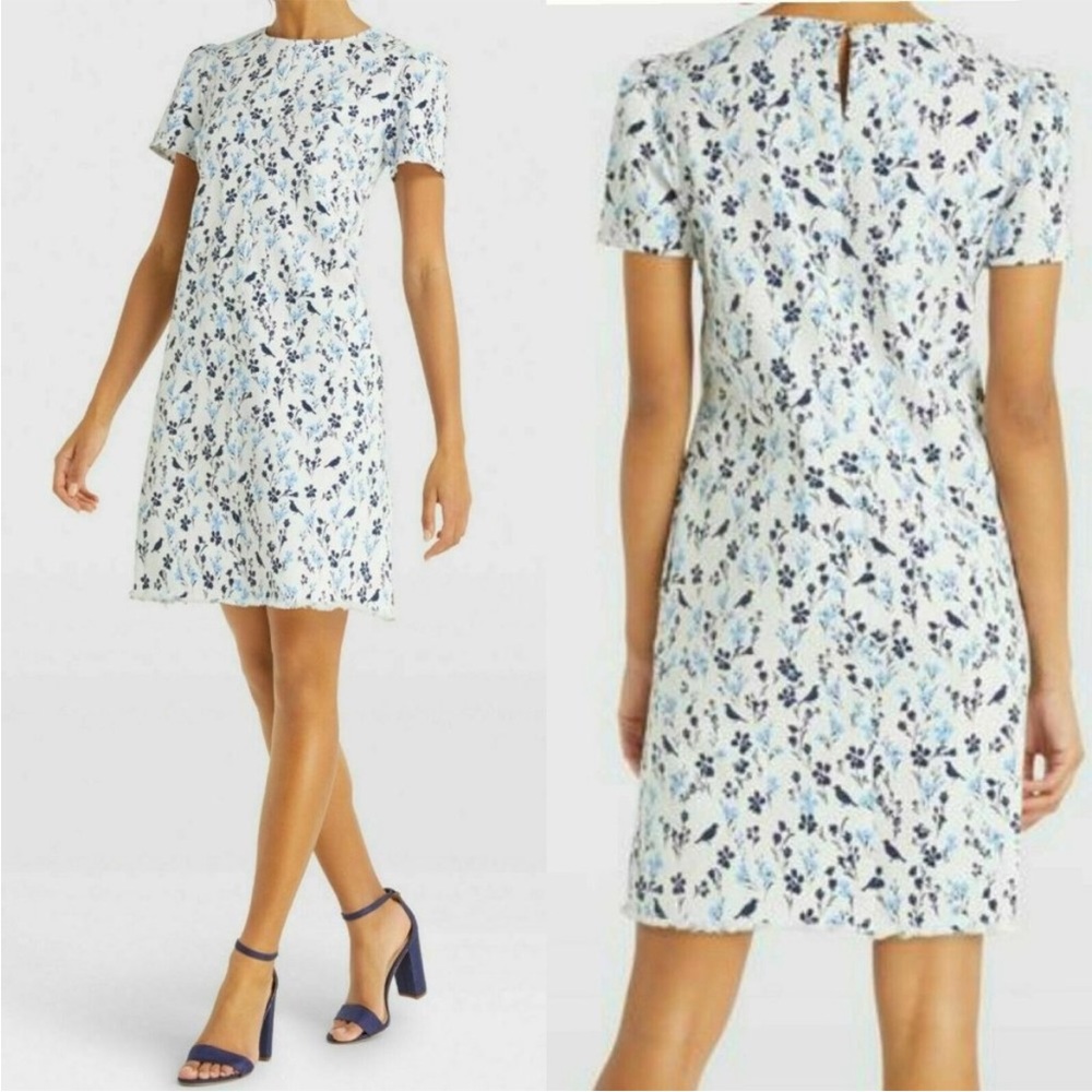 Draper James Denim Floral Bird Print Dress Size 2